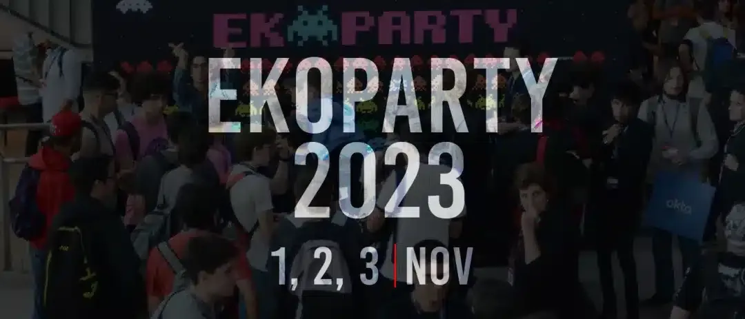 Banner de la Ekoparty Security Conference 2023 donde se presentó El Kraken